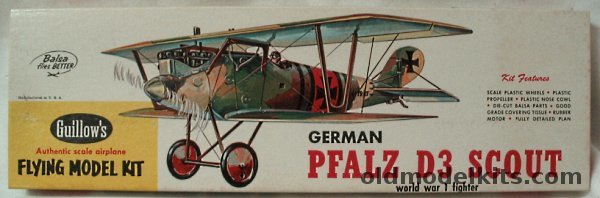 Guillows Pfalz D-3 (D-III DIII) Scout - 18 inch Wingspan Rubber Powered Balsa Wood Kit, WW-11 plastic model kit